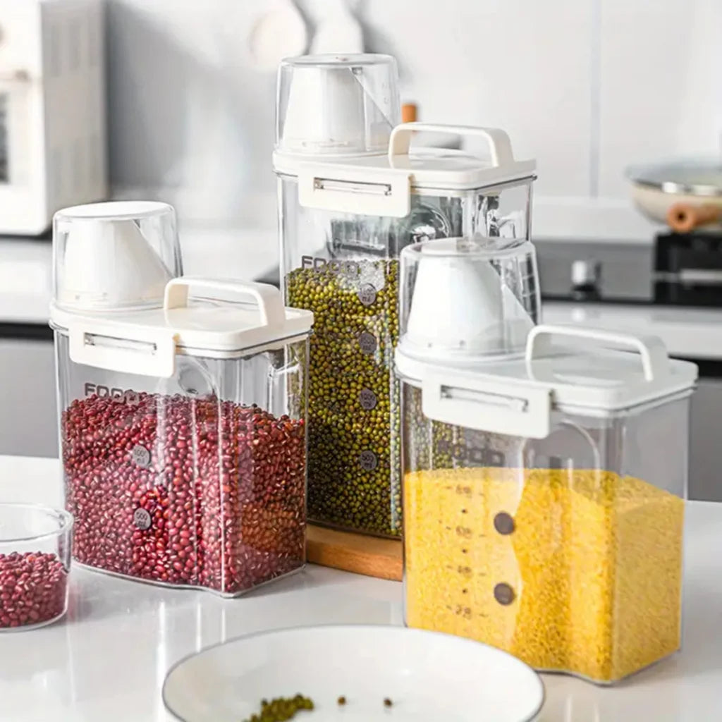Pote Hermético com Copo Medidor – Organização Inteligente, Vida Mais Prática